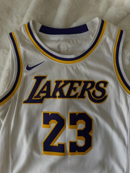 Nike White Lakers Jersey with Purple and Gold Trim - Picture 2 of 4